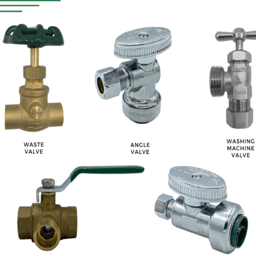 What are the different types of valves used in plumbing systems